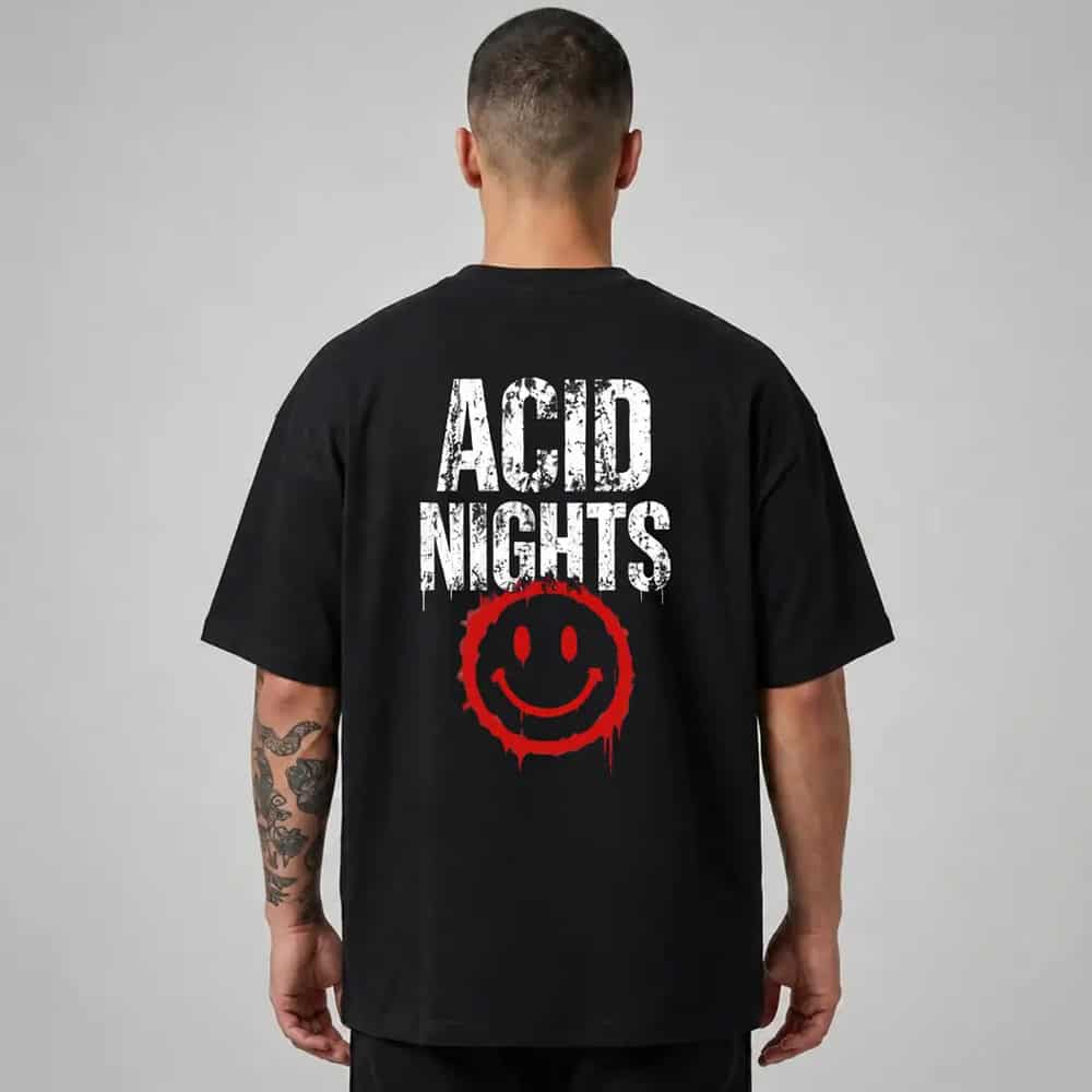 Oversize Premium T-Shirt Acid Nights - Siyah