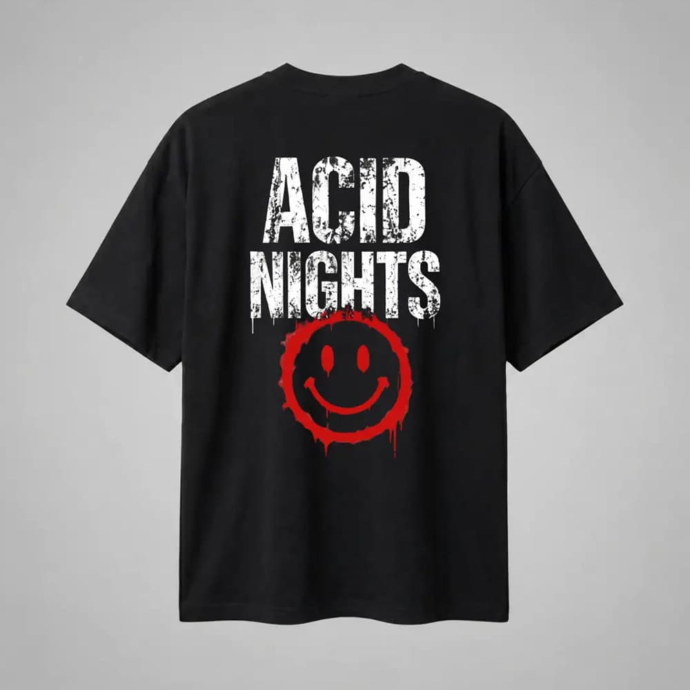 Oversize Premium T-Shirt Acid Nights - Siyah