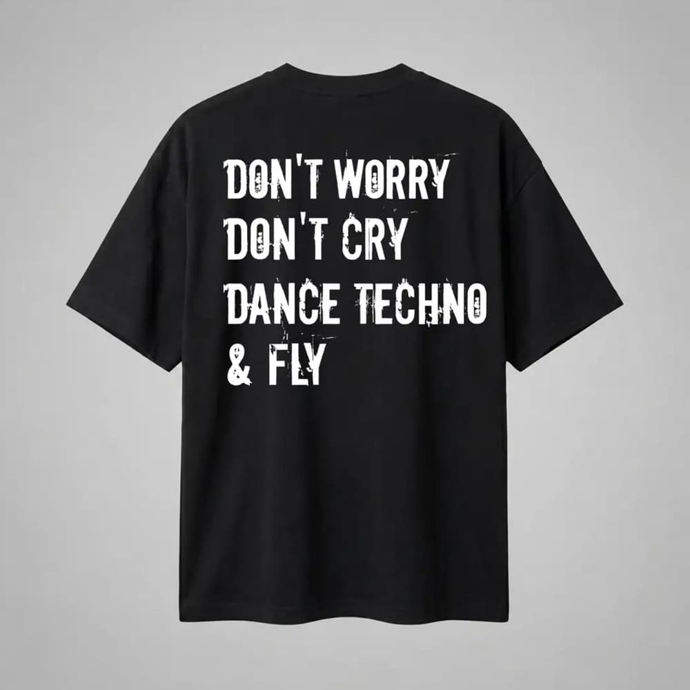 Oversize Premium T-Shirt Dance Techno & Fly - Siyah